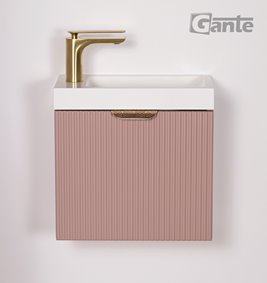 Szafka łazienkowa wisząca z umywalką pudrowy róż mat 40 cm Fresco Gante