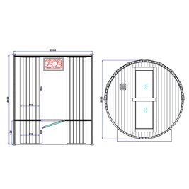 Sauna fińska ogrodowa zewnętrzna beczka 6 osobowa 210x240 Asker