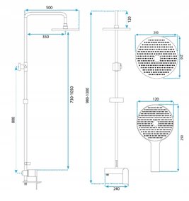Grafitowy zestaw prysznicowy z wylewką Avalon Rea