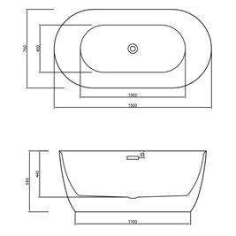 Wanna wolnostojąca czarno-biała 150 cm Cesana Hydrosan