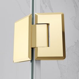 Złota kabina prysznicowa pięciokątna 100x100 drzwi uchylne KZ10C