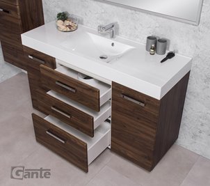 Szafka łazienkowa wisząca z umywalką 140 cm 50/3 Nela Fokus kolor orzech