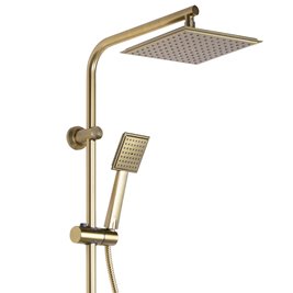 Złoty szczotkowany zestaw prysznicowy z półką Bravo Rea Gold Brush