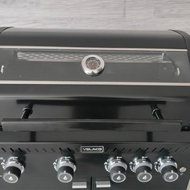 Grill gazowy ZEUS-C kolor czarny ruszt żeliwny moc 14,5 kW + pokrowiec + palnik boczny + LED