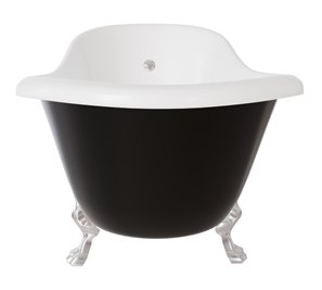 Czarno-biała wanna wolnostojąca 160 nogi chrom Otylia B&W Besco WKO-160-BWC