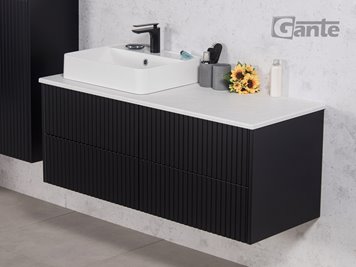 Szafka łazienkowa wisząca frezowana z umywalką 120 cm Mirage kolor czarny mat