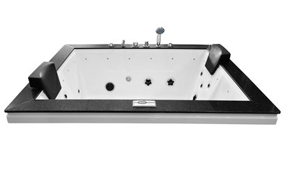 Brązowa prostokątna wanna z hydromasażem 180x150 cm MUS-1089B