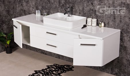 Szafka wisząca z umywalką 180 cm blat biały 180/50/C2 seria Fokus B