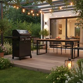 Grill gazowy ZEUS-B kolor czarny ruszt żeliwny moc 11,5 kW + pokrowiec + palnik boczny zdjęcie 5