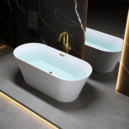 Wanna wolnostojąca biała przelew oraz korek złoty 160 cm Lizbona Hydrosan