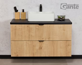 Szafka łazienkowa z białą umywalką wisząca dąb naturalny 80 cm Brendo Gante