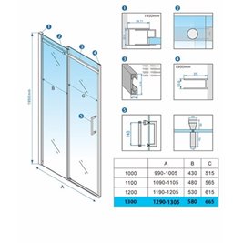 Złote szczotkowane drzwi prysznicowe do wnęki 125-130 cm rozsuwane szkło 8 mm ZES-KZ09D-GL-BR-130 zdjęcie 13