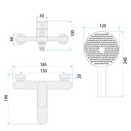 Bateria wannowa natynkowa miedź szczotkowana Rea Drop