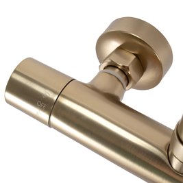 Złoty szczotkowany zestaw prysznicowy termostatem Parot Rea Gold Brush