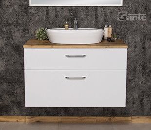 Szafka łazienkowa wisząca z umywalką nablatową 100 cm SETTO MODULO kolor biały połysk