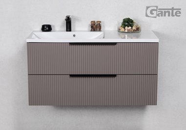 Szafka łazienkowa frezowana wisząca z umywalką 100 cm 46/2 Sydney kolor taupe