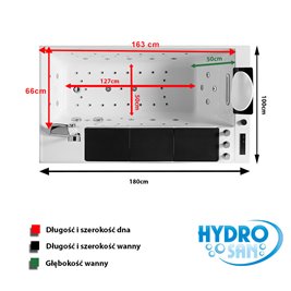 Wanna z hydromasażem prostokątna 180x100 cm Niagara 911