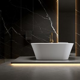 Wanna wolnostojąca biała przelew oraz korek złoty 150 cm Lizbona Hydrosan