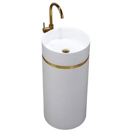 Umywalka wolnostojąca ceramiczna okrągła biała 73x40 cm SCOT1-WH-730