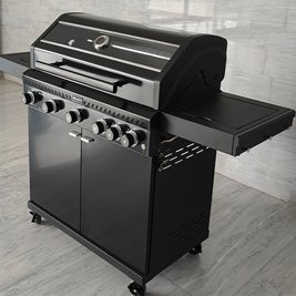 Grill gazowy ZEUS-D kolor czarny ruszt żeliwny moc 17,5 kW + pokrowiec + palnik boczny + LED