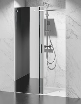 Drzwi prysznicowe rozsuwane prawe/lewe do wnęki 161-167 cm szkło 8mm grafitowe profile chrom Swiss Liniger