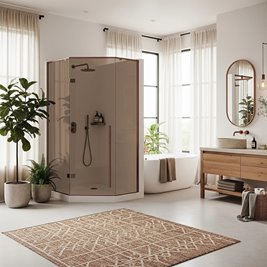 Kabina prysznicowa pięciokątna miedź szczotkowana 90x90 cm Diamond Rea