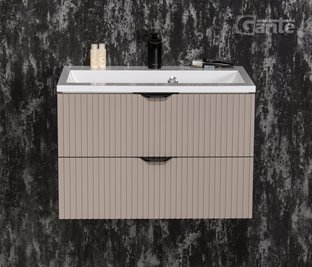 Szafka łazienkowa z lamelami wisząca z umywalką 60 cm 39/2 Victa Lamello kolor fume mat