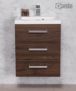 Szafka łazienkowa wisząca z umywalką 50 cm 39/3 Fokus kolor orzech