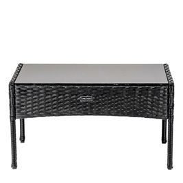 Zestaw mebli ogrodowych z technorattanu stół, sofa, krzesła dla 4 osób Luiza czarny