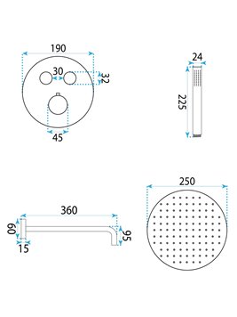 Zestaw prysznicowy podtynkowy termostat box Lungo Diamond Chrom Rea