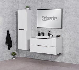 Szafka łazienkowa wisząca frezowana z umywalką 100 cm 46/2 Sydney kolor biały