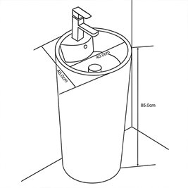 Umywalka wolnostojąca ceramiczna owalna czarny połysk 85x40 cm LINO-BL-400