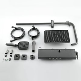 Grafitowy zestaw prysznicowy natynkowy z termostatem F19-GR LCD