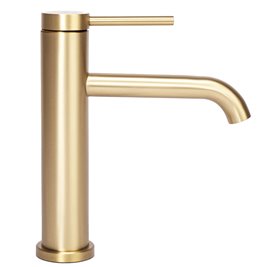 Złota szczotkowana bateria umywalkowa niska Clif Rea