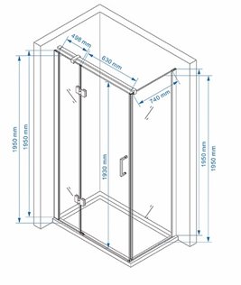 Czarna Kabina prysznicowa prostokątna drzwi uchylne 120x80 KZ02DB