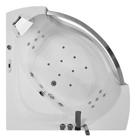 Wanna z hydromasażem narożna 135x135 cm MO-0057 biały zagłówek