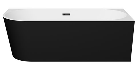 Wanna przyścienna czarno-biała narożna prawa syfon z przelewem chrom 150 cm Zoya B&W Besco WAS-150ZBP