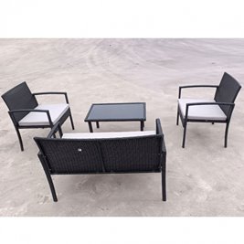 Meble ogrodowe kolor czarny technorattan sofa, stół, krzesła zestaw Pires