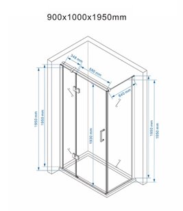 Czarna kabina prysznicowa prostokątna 100x90 drzwi uchylne KZ03A