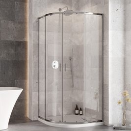 Zarya Besco chromowana kabina prysznicowa 80x80 powłoka ProClean + biały brodzik 4,5 cm Axim