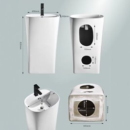 Umywalka wolnostojąca ceramiczna owalna czarny połysk 49x37x83 cm CLARO-BL-490