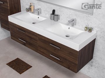 Szafka łazienkowa wisząca z umywalką 160 cm 50/4 Nela Fokus kolor orzech