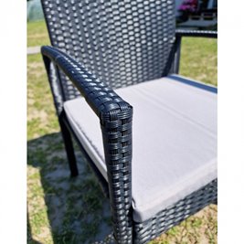 Meble ogrodowe kolor czarny technorattan sofa, stół, krzesła zestaw Pires