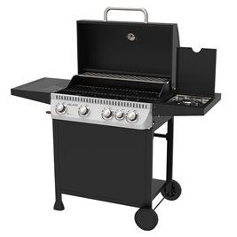 Grill gazowy APOLLO-C kolor czarny ruszt żeliwny moc 14,5 kW + pokrowiec + palnik boczny