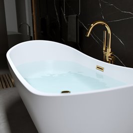 Wanna wolnostojąca biała przelew oraz korek złoty 170 cm Rica Hydrosan