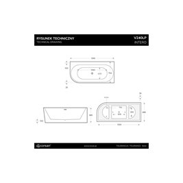 Wanna narożna przyścienna 160 cm Intero V240 Corsan Prawa zdjęcie 32