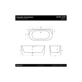 Wanna przyścienna Corsan Mono V029 170 cm zdjęcie 32