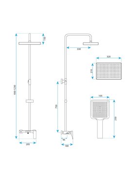 Zestaw prysznicowy natynkowy złoty szczotkowany Joe Rea