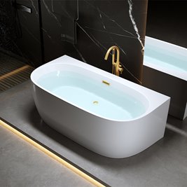 Wanna wolnostojąca przyścienna złoty szczotkowany przelew oraz korek 150 cm Nora Hydrosan