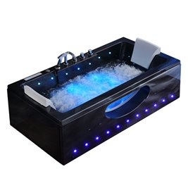 Czarna prostokątna wanna z hydromasażem 170x84 cm Iris 933C Hydrosan
